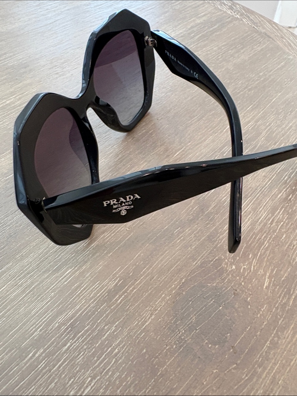 Prada Women's Black Faceted Frame Sunglasses